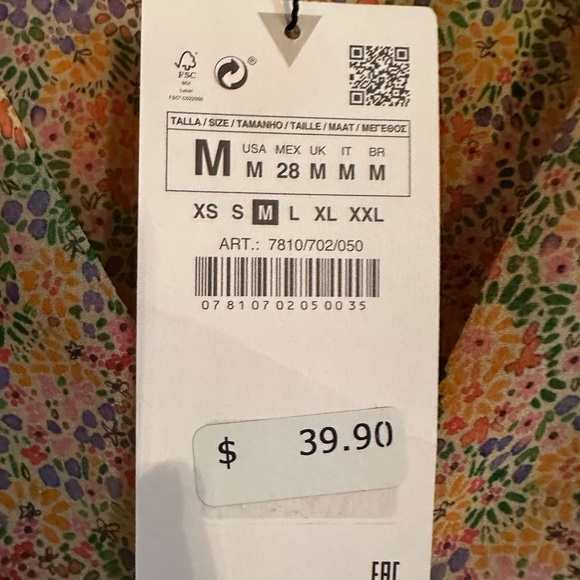 Zara floral print V-neck sleeveless draped dress - Picture 7 of 8